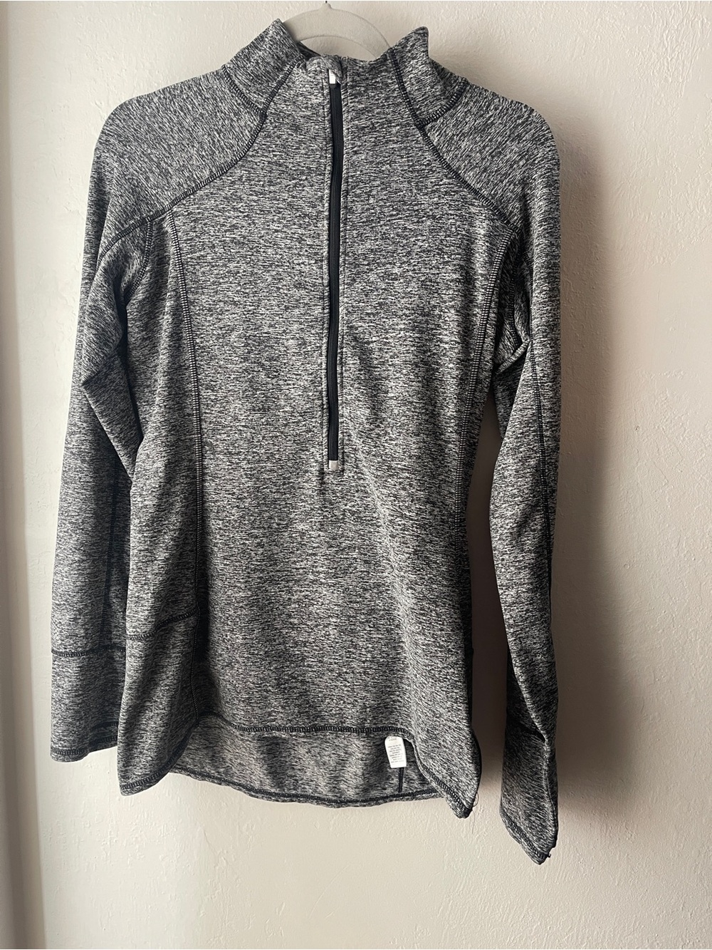 Athleta Gray Marled Performance Half-Zip Pullover Reflective Seem